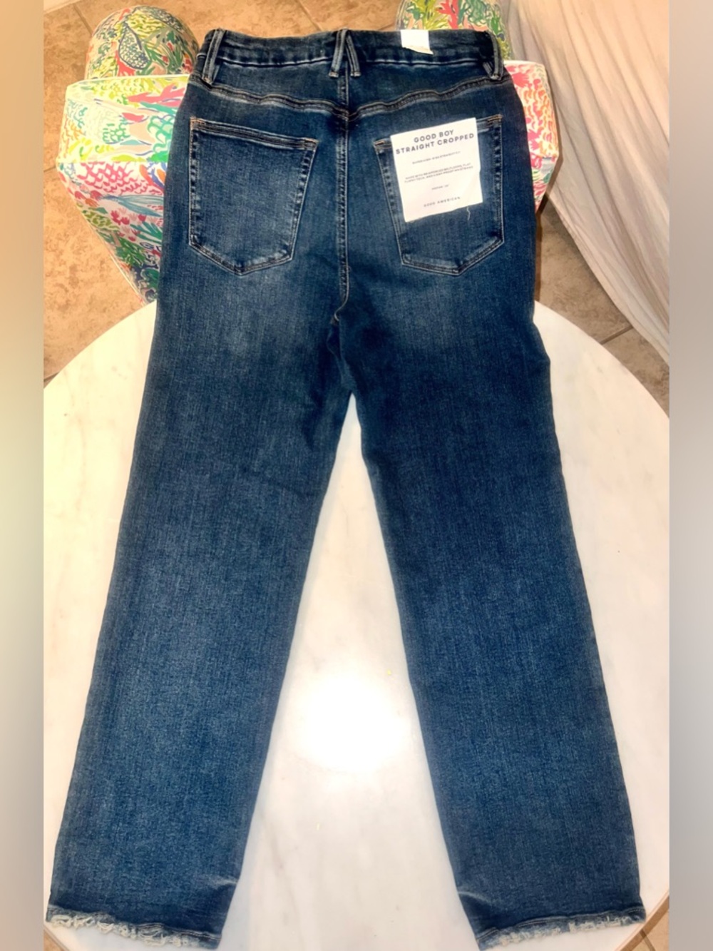 NWT Good American Good Boy Straight Cropped Jeans Size 10/30; Originally $159 - Picture 3 of 8